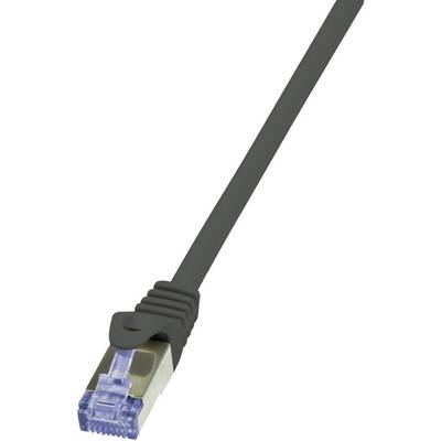LogiLink CQ4103S RJ45 Netzwerkkabel, Patchkabel  S/FTP 15.00 m Schwarz vergoldete Steckkontakte, Flammwidrig, mit Rastna