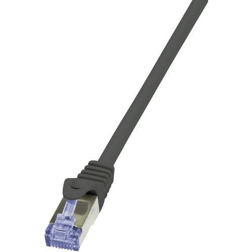 LogiLink CQ4063S RJ45 Netzwerkkabel, Patchkabel CAT 6a S/FTP 3.00 m Schwarz vergoldete Steckkontakte, Flammwidrig, mit R...
