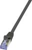 LogiLink CQ4013S RJ45 Patchkabel CAT 6a S/FTP 0.25 m Schwarz vergoldete Steckkontakte, Flammwidrig, mit Rastnasenschutz 1 St.