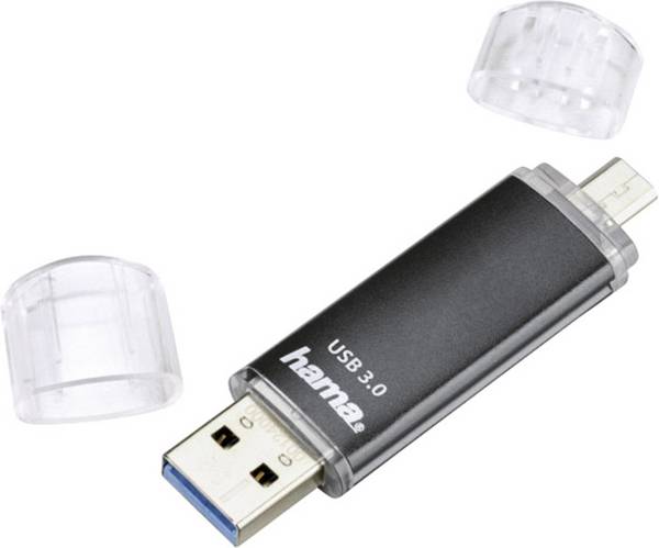hama 00124000 USB-Stick "Laeta Twin", USB 3.2 Gen 1, 64 GB, 40MB/s, Schwarz