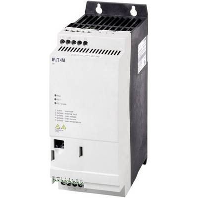 Elektrischer Frequenzumrichter in weißem Gehäuse mit Bedientasten und Statusanzeigen oben.