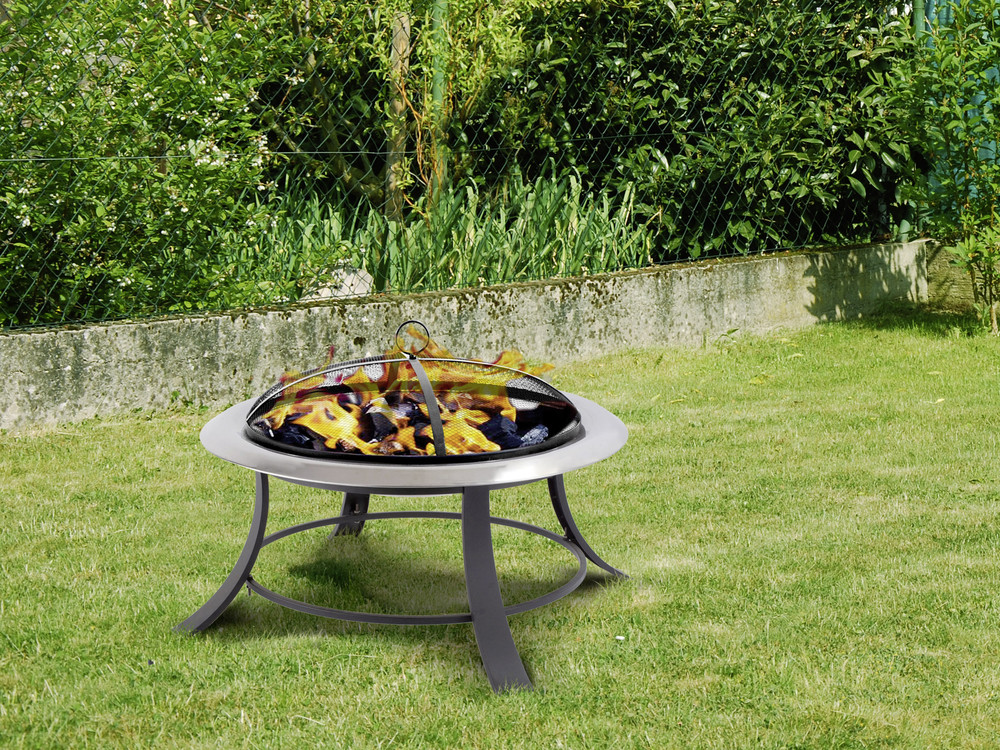 Rund Feuerstelle tepro Garten Silver City mit Funkenschutz