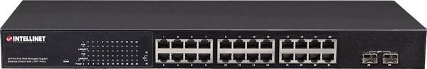 Intellinet 560559 560559 Netzwerk Switch 24 + 2 Port 1 GBit/s PoE-Funktion