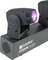 Schwarzer 4-Kopf-Moving-Bar-Lichteffekt mit leuchtendem pinkfarbenem LED-Licht, Produktname 'Cameo Hydrabeam 400 RGBW'.