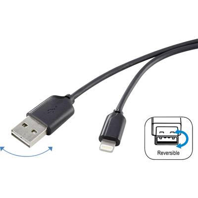 Renkforce Apple iPad/iPhone/iPod Anschlusskabel [1x USB 2.0 Stecker A - 1x Apple Lightning-Stecker] 1.00 m Schwarz