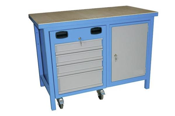Aerotec 20142006 Werkbank (B x H x T) 1190 x 850 x 600 mm Blau (RAL 5015), Grau (RAL 7001)