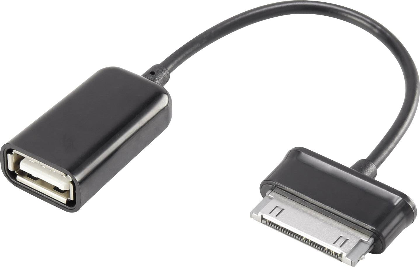 CONRAD Renkforce USB 2.0 Kabel [1x Samsung Stecker - 1x USB 2.0 Buchse A] 0.1 m Schwarz mit OTG-Funk