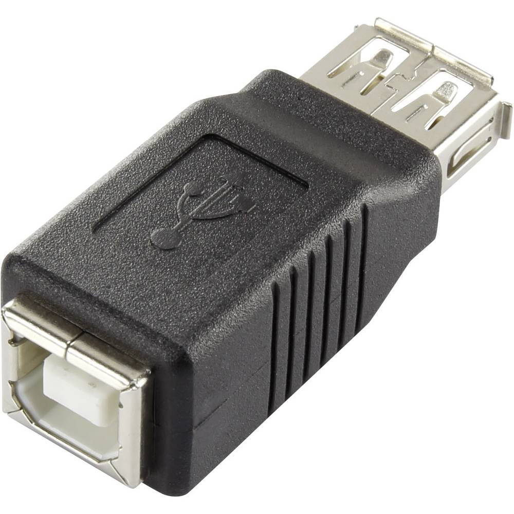 Renkforce USB 2.0 Adapter [1x USB 2.0 bus A 1x USB 2.0 bus B] Zwart Vergulde steekcontacten