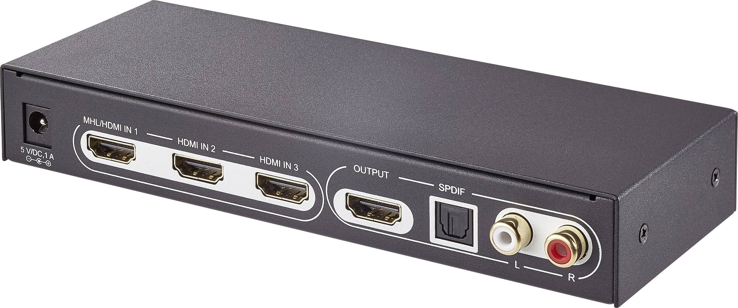 CONRAD 3 Port HDMI-Switch SpeaKa Professional 1360279 3D-Wiedergabe möglich, mit Fernbedienung 3840