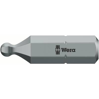 Schraubendrehereinsatz mit der Aufschrift 'Wera', in silberner Metalloptik, mit hexagonalem Schaft und geformter Spitze.
