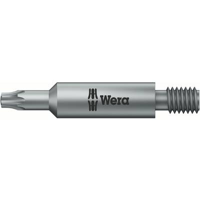 Ein Bitsatz mit Torx-Kopf von der Marke Wera, geeignet für spezielle Schrauben, mit markantem Logo auf der Seite des Metallbits.