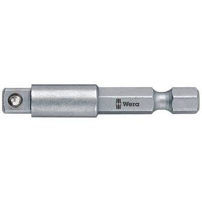 Metallischer Bithalter mit sechseckiger Verlängerung und Schraubverbindung, mit dem Markennamen 'Wera' auf der Seite.