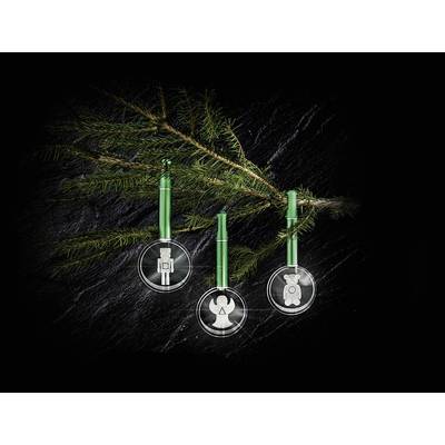 Lumix 76010 Weihnachtsbaumkugel Engel, Teddybär, Nußknacker Warmweiß LED Grün, Transparent  