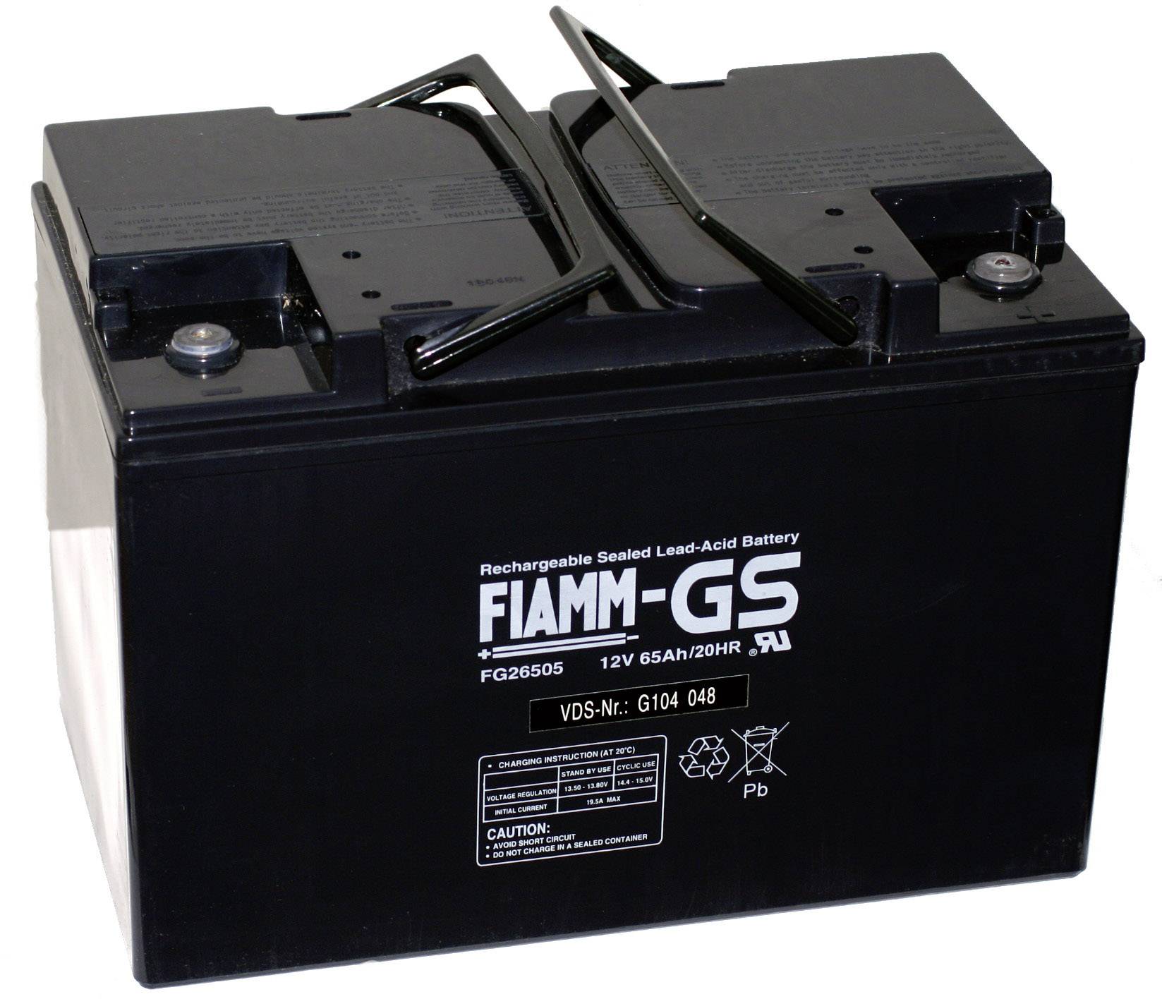 Fiamm Pb12-65-M6 FG26507 Bleiakku 12 V 65 Ah Blei-Vlies (AGM) (B x H x T) 271 x 190 x 166 mm M6-Schraubanschluss Wartungsfrei, Geringe Selbstentladung, VDS-Zertifizierung