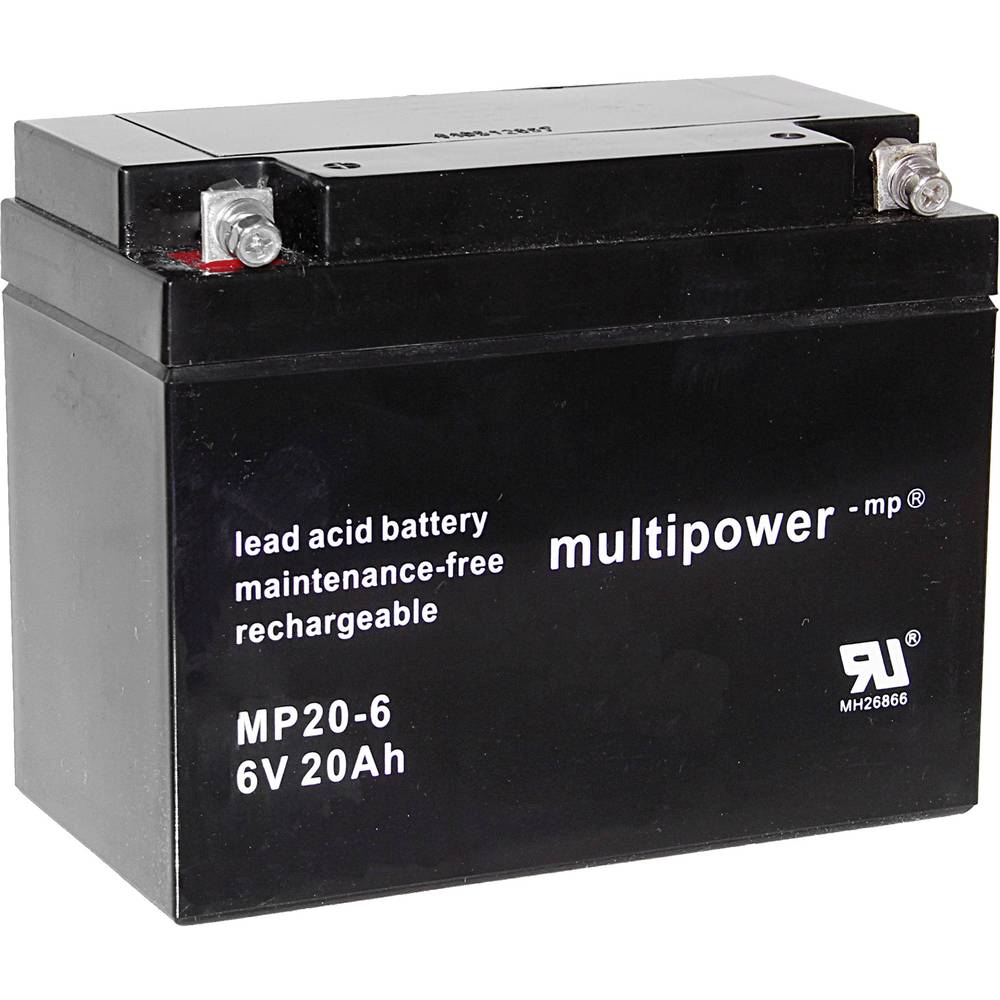 multipower MP20-6 Loodaccu 6 V 20 Ah Loodvlies (AGM) M5-schroefaansluiting (b x h x d) 157 x 125 x 8