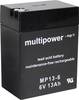 multipower MP13-6 A96801 Bleiakku 6 V 13 Ah Blei-Vlies (AGM) (B x H x T) 108 x 140 x 70 mm Flachstecker 4.8 mm, Flachstecker 6.35 mm Wartungsfrei, Geringe Selbstentladung