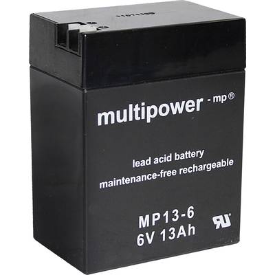 multipower MP13-6 A96801 Bleiakku 6 V 13 Ah Blei-Vlies (AGM) (B x H x T) 108 x 140 x 70 mm Flachstecker 4.8 mm, Flachste