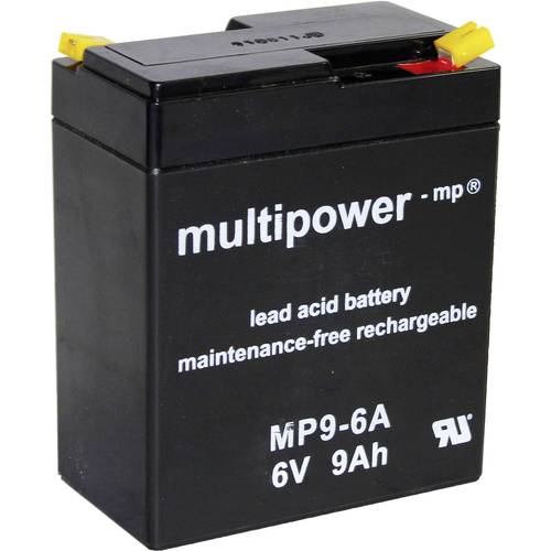 multipower MP9-6A A9680 Bleiakku 6 V 9 Ah Blei-Vlies (AGM) (B x H x T) 97 x 118 x 56 mm Flachstecker 4.8 mm Wartungsfrei...