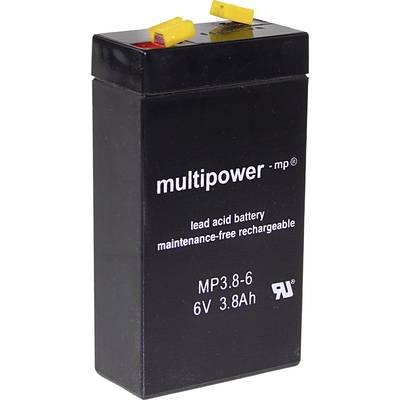 multipower MP3,8-6 A96325 Bleiakku 6 V 3.8 Ah Blei-Vlies (AGM) (B x H x T) 66 x 126 x 33 mm Flachstecker 4.8 mm Wartungs