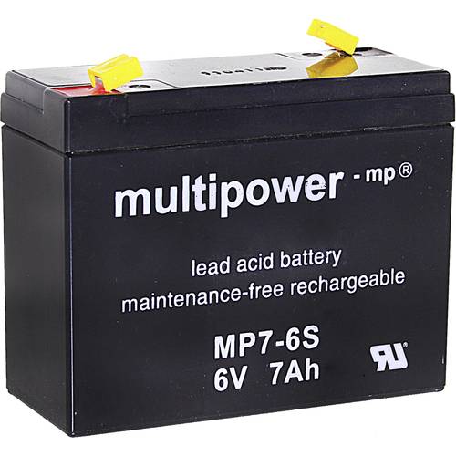 Thumbnail - multipower MP7-6S 300402 Bleiakku 6 V 7 Ah Blei-Vlies (AGM) (B x H x T) 116 x 99 x 50 mm Flachstecker 4.8 mm Wartungsfre...