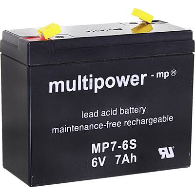 multipower MP7-6S 300402 Bleiakku 6 V 7 Ah Blei-Vlies (AGM) (B x H x T) 116 x 99 x 50 mm Flachstecker 4.8 mm Wartungsfre