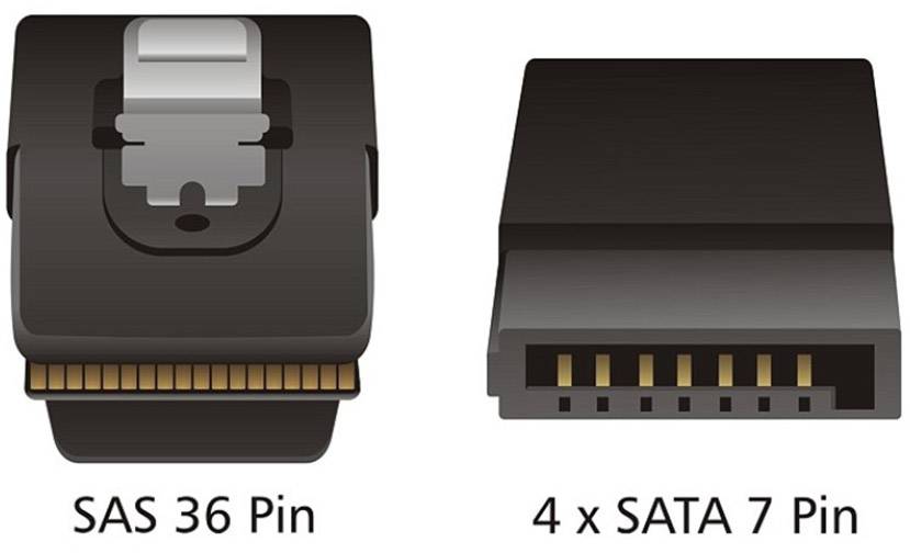 Delock Festplatten Anschlusskabel [1x Mini SAS-Stecker (SFF-8087) - 4x SATA-Stecker 7pol.] 0.50 m Rot-2