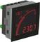 Digitales Voltmeter zeigt Spannung von 230,7 Volt an. Roter Bogen von 0 bis 400 Volt mit Markierungen bei 100, 200 und 300 Volt.