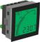 Digitale Spannungsanzeige zeigt '230.7 Volt'. Quadratisches Display mit grüner Hintergrundbeleuchtung.