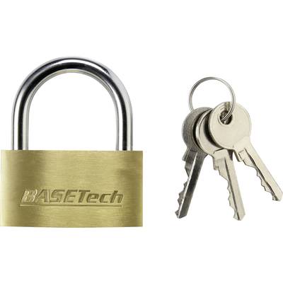Basetech 1363029 Vorhängeschloss 49 mm verschieden schließend   Goldgelb Schlüsselschloss