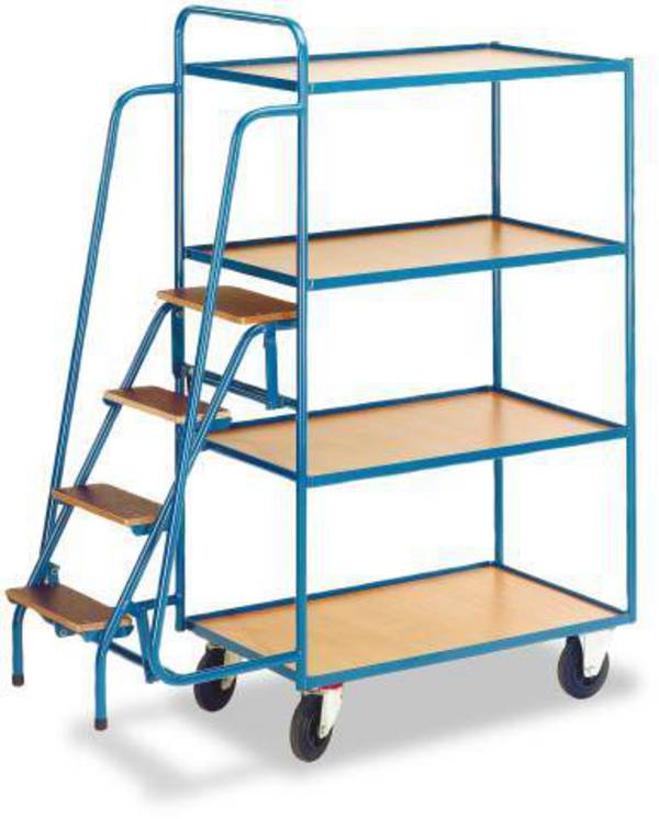 ROLLCART  AUG 74  Kommissionierwagen Feststeller Stahl pulverbeschichtet Traglast (max.): 250 kg Enzianblau (RAL 5010)