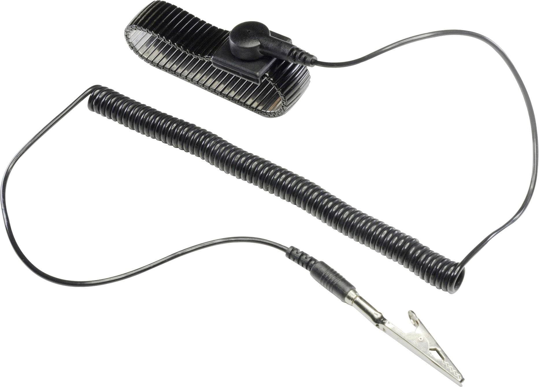 TRU COMPONENTS WristME-SET-4-183-K ESD-Handgelenkband Schwarz inkl. Erdungskabel Druckknopf 4 mm, Krokodilklemme
