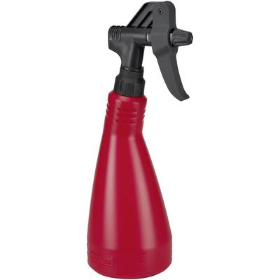 Rote Sprühflasche mit schwarzem Griff und Sprühkopf, geeignet für Gartenarbeiten oder Haushaltseinsätze.