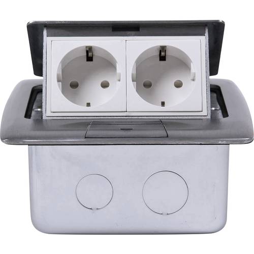 Thumbnail - Heitronic 40462 2fach Fußboden-Einbausteckdose IP20 Silber