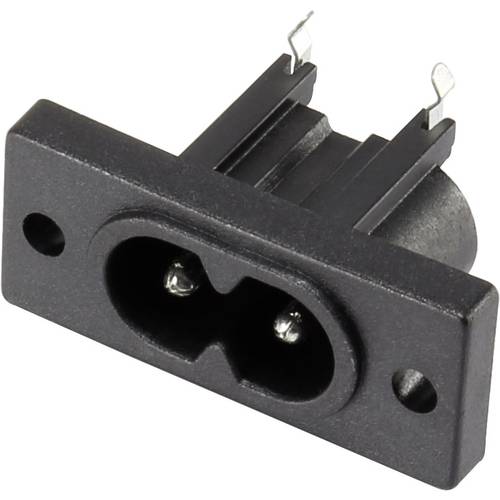 TRU COMPONENTS 1365765 Kaltgeräte-Steckverbinder Stecker, Einbau horizontal Gesamtpolzahl: 2 2.5 A Schwarz 1 St.