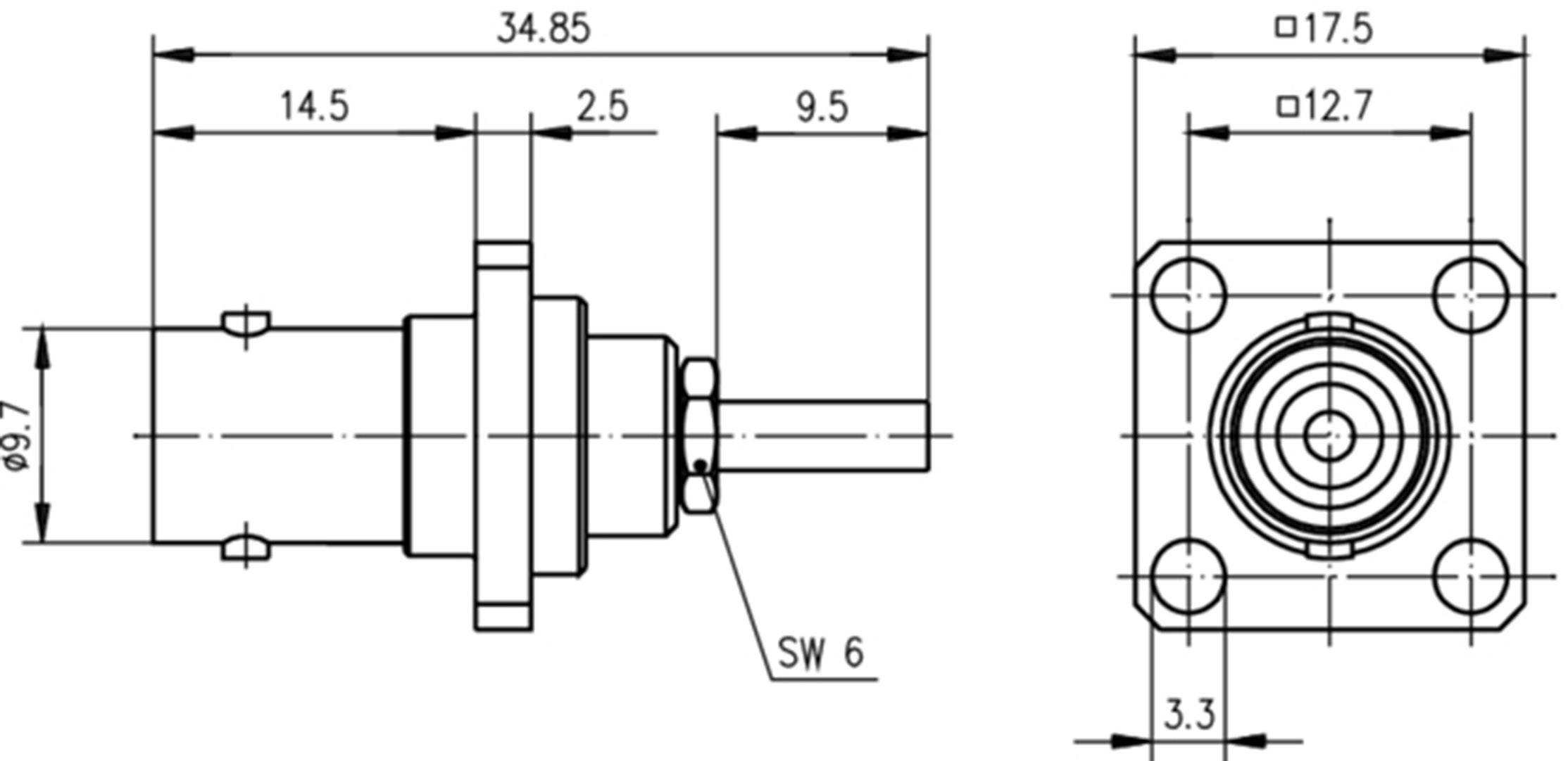 Telegaertner-j01001b0041-bnc-steckverbinder-buchse-einbau