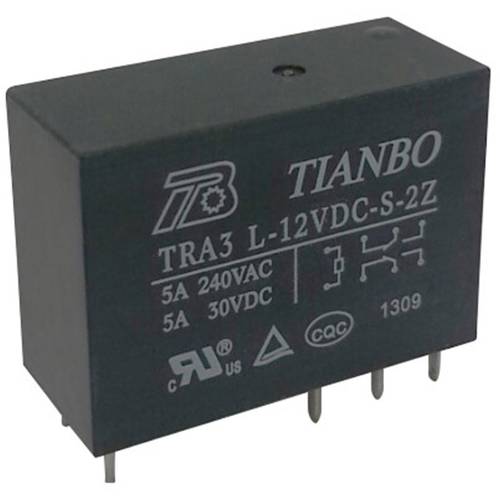 Tianbo Electronics TRA3 L-12VDC-S-2Z Printrelais 12 V/DC 8 A 2 Wechsler 1 St.