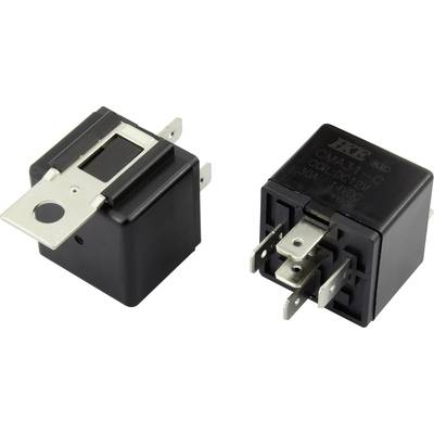 Zwei schwarze elektronische Relais mit silbernen Anschlüssen, verwendet in elektrischen Schaltungen zur Steuerung großer Stromstärken.