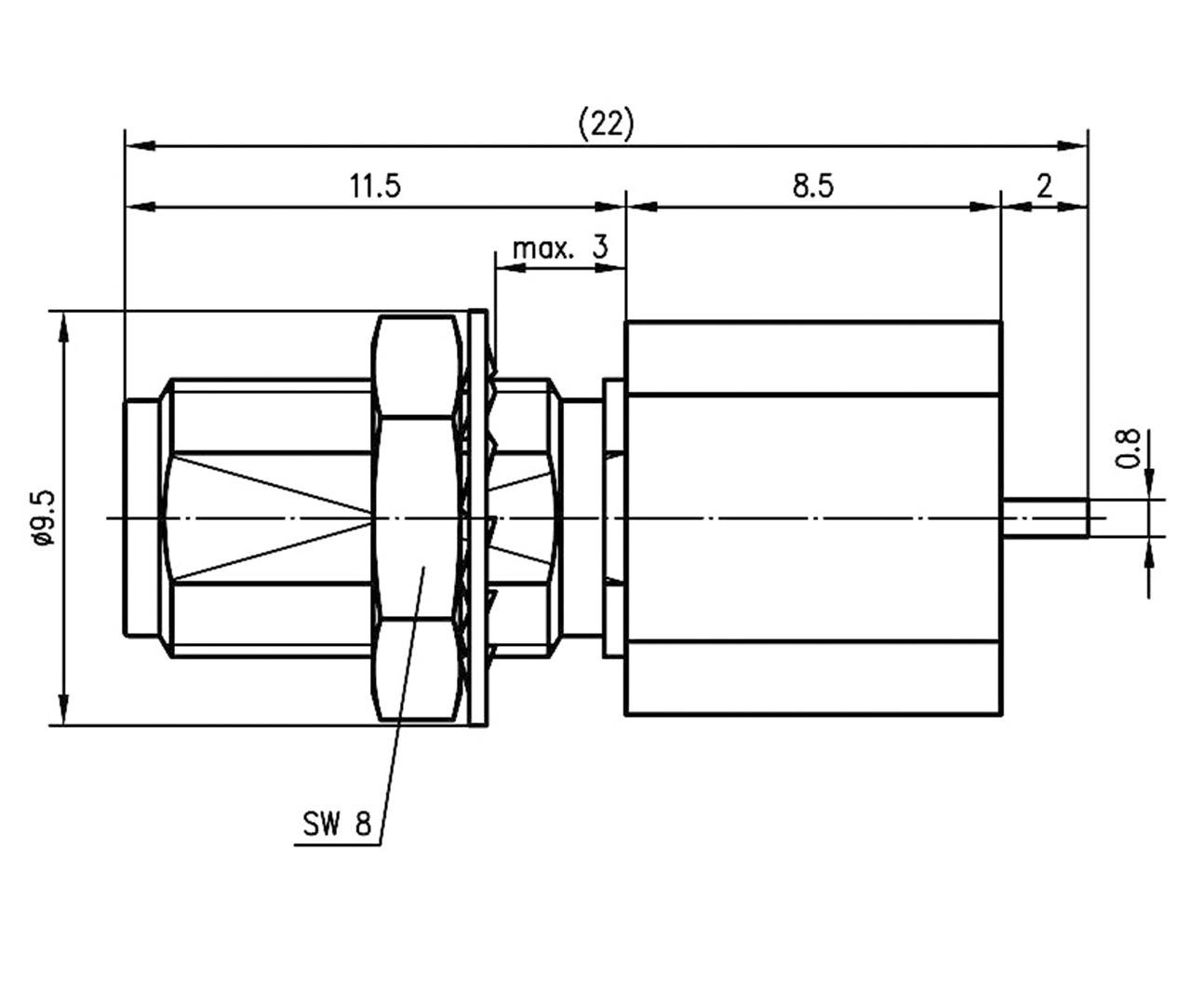 Telegärtner J01151A0451 SMA-Edge-Mount-Einbaubuchse SMT-4