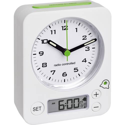 TFA Dostmann 60.1511.02 Funk Wecker Weiß Fluoreszierend Zeiger