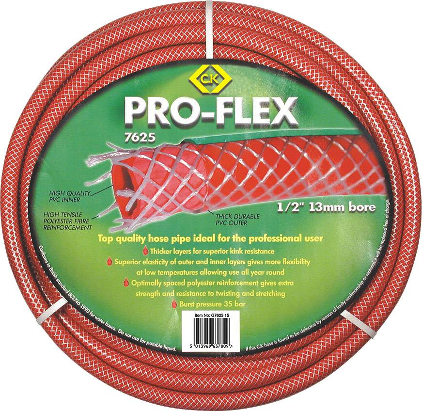 C.K G762575 Pro-Flex Gartenschlauch Schlauch-Innen-Ø=13 mm 75 m 1/2 Zoll 1 St. Rot-0