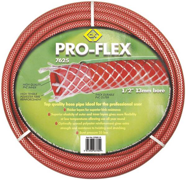 C.K G762615 Pro-Flex Gartenschlauch Schlauch-Innen-Ø=19 mm 15 m 3/4 Zoll 1 St. Rot