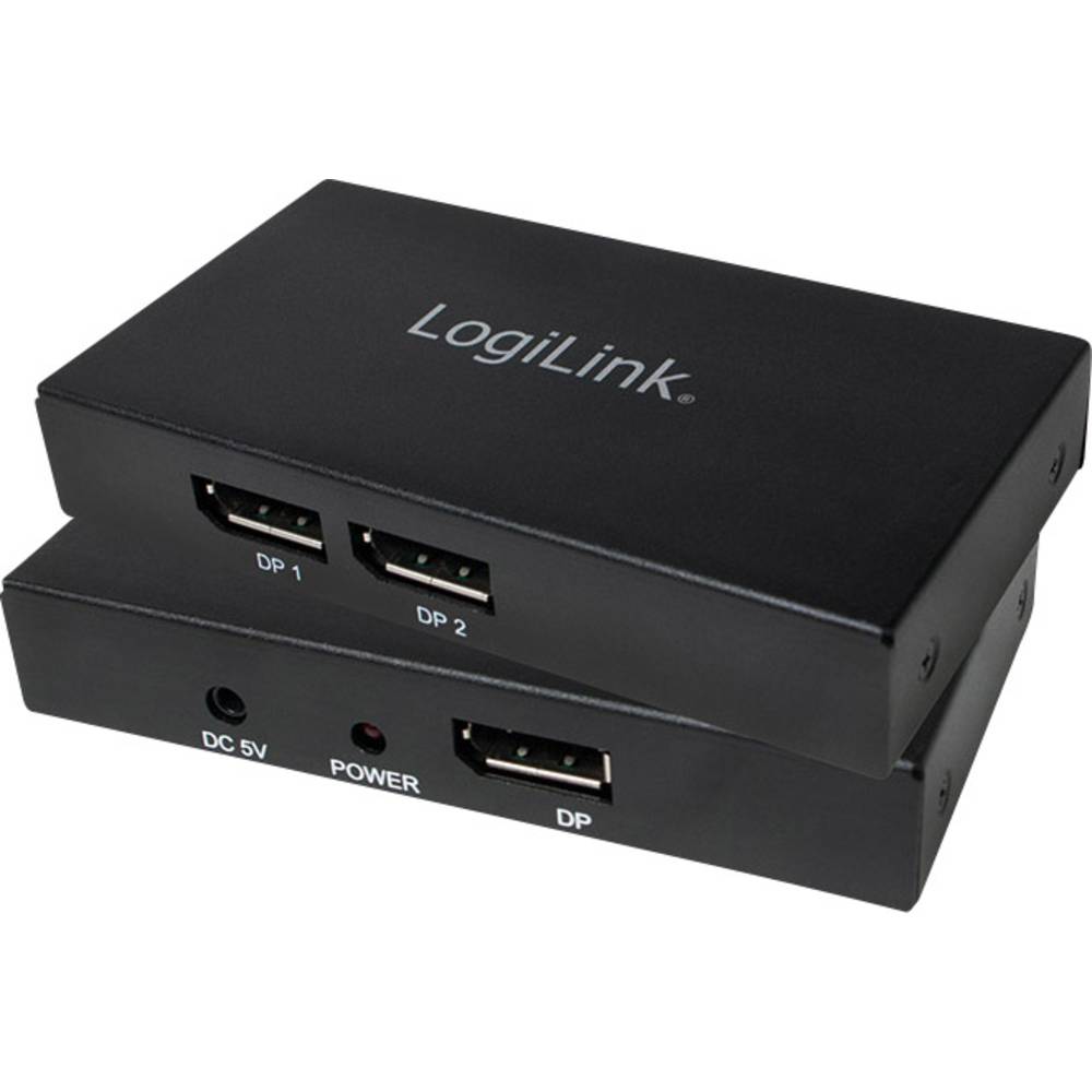 LogiLink 2 poorten DisplayPort-splitter Ultra HD-geschikt 3840 x 2160 pix Zwart