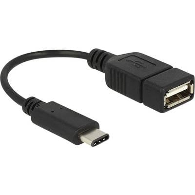 Delock USB-Kabel USB 2.0 USB-C® Stecker, USB-A Buchse 0.15 m Schwarz  65579