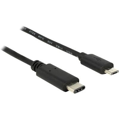 Delock USB-Kabel USB 2.0 USB-C® Stecker, USB-Micro-B Stecker 1.00 m Schwarz  83602