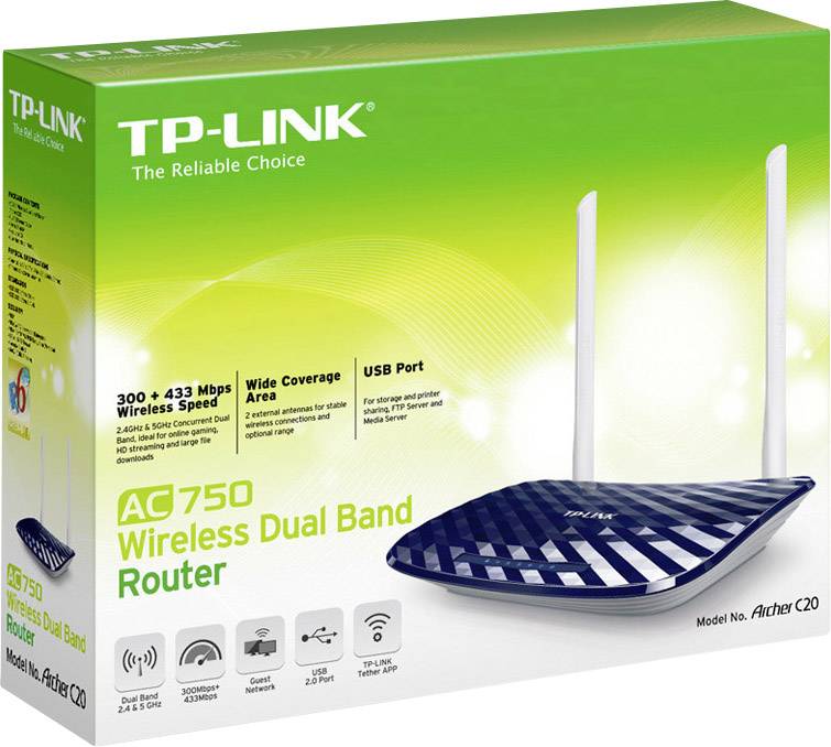TP-LINK Archer C20 AC750 Wireless Router 4-Port-Switch 802.11a/b/g/n/ac - Dualband-2
