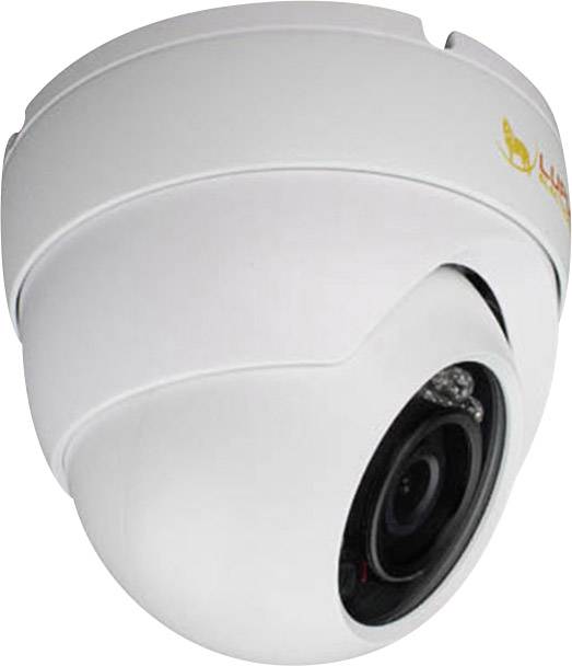 Überwachungskamera in weißer Gehäuseform zur Deckenmontage, geeignet für Sicherheitsanwendungen in Innenräumen.