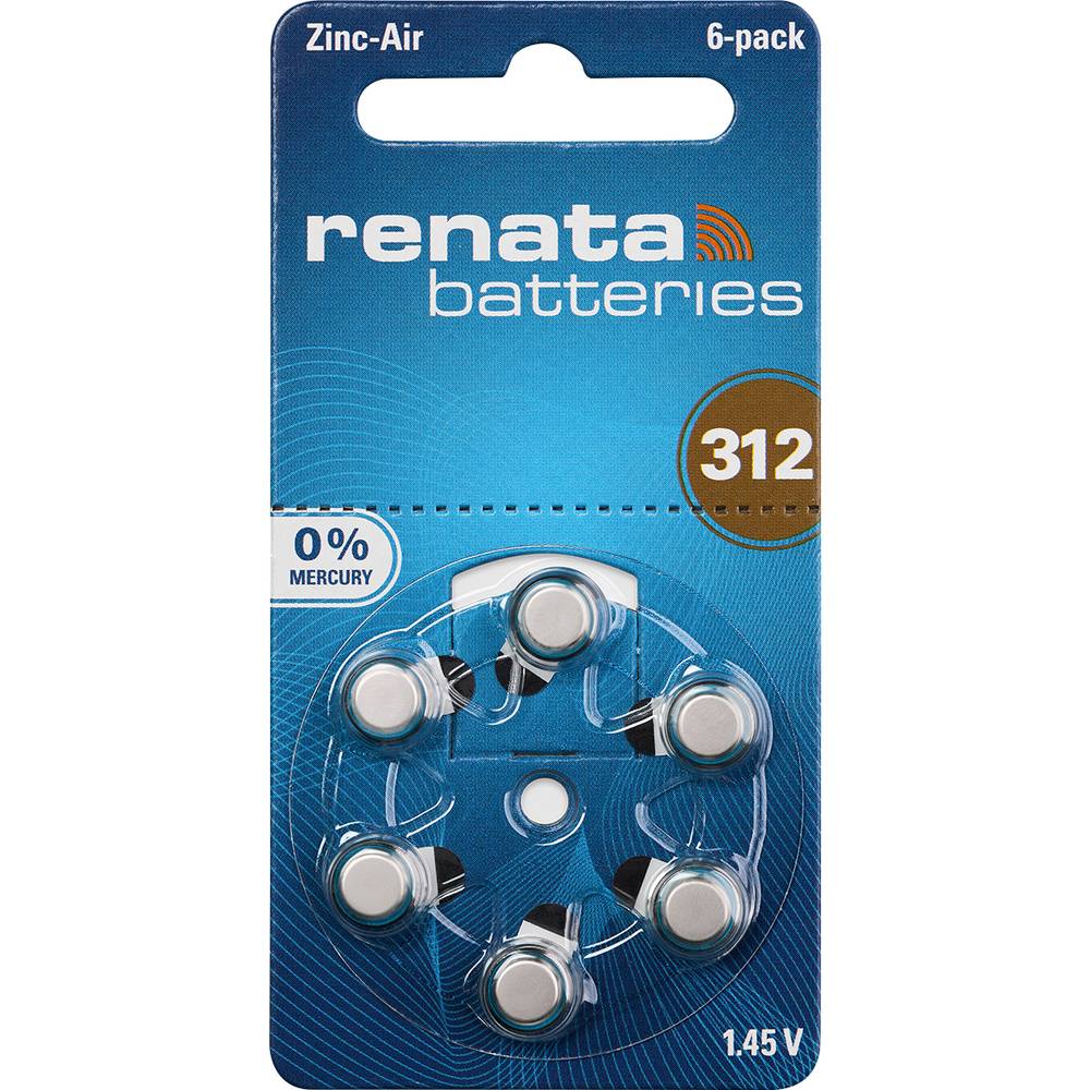 Renata PR41 batterij voor hoortoestellen Knoopcel Zink-lucht 165 mAh 1.4 V 6 stuks
