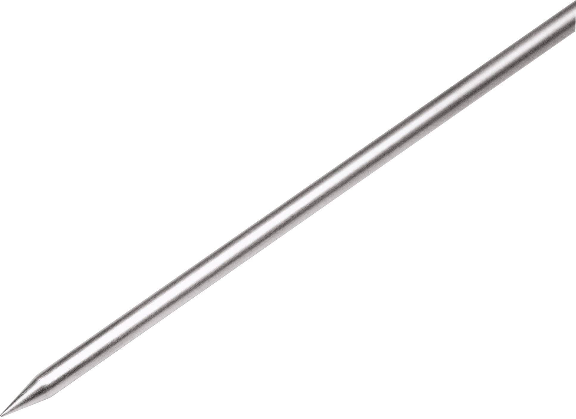 Metallspitze eines dünnen Stabes, diagonal im Bild positioniert, weist auf scharf zulaufendes Ende hin, geeignet für präzise Arbeiten.