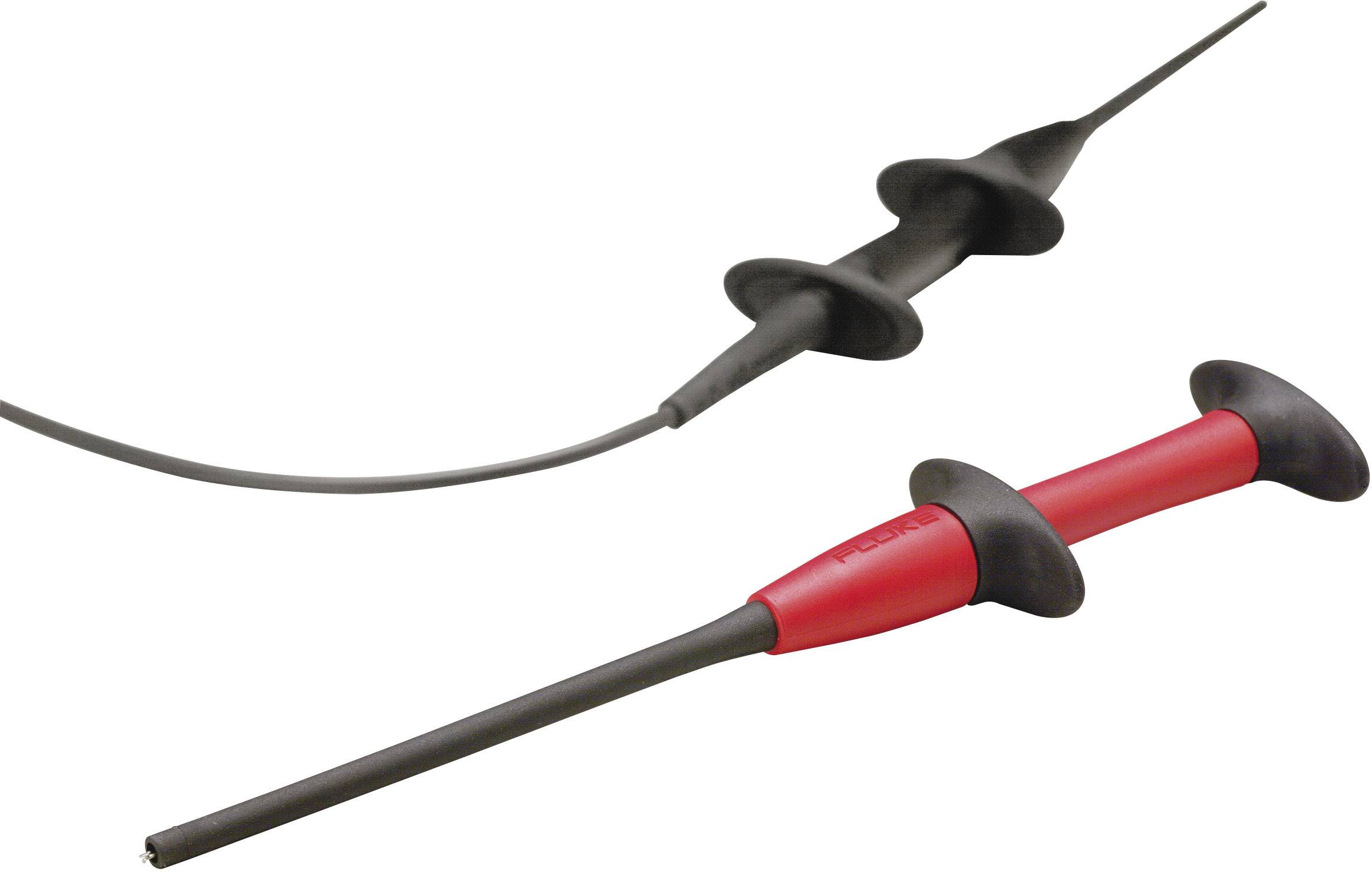 Elektrische Prüfspitzen mit isolierten Griffen, schwarz und rot, zur sicheren Verwendung bei elektrischen Tests und Messungen.