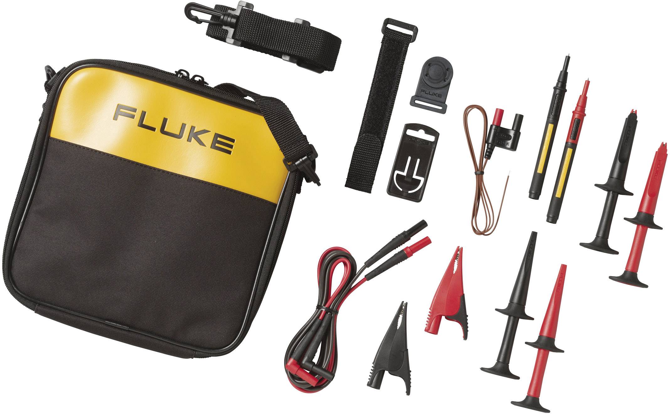 FLUKE Sicherheits-Messleitungs-Set [ Abgreifklemmen, Stecker 4 mm, Prüfspitze - Stecker 4 mm] Rot